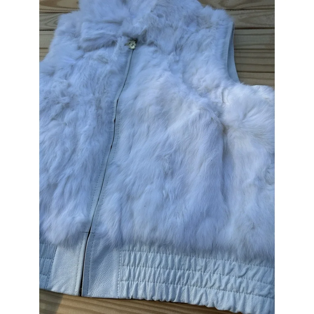 Y2K Women's Beyonce House‎ of Dereon White Genuine Rabbit Fur Leather Vest Sz 3X